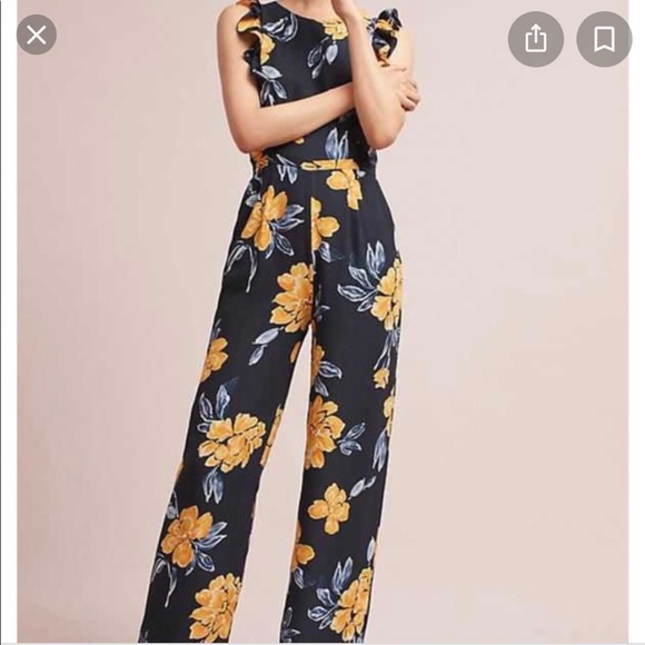 Anthropologie Pants - Flower ruffle jumpsuit